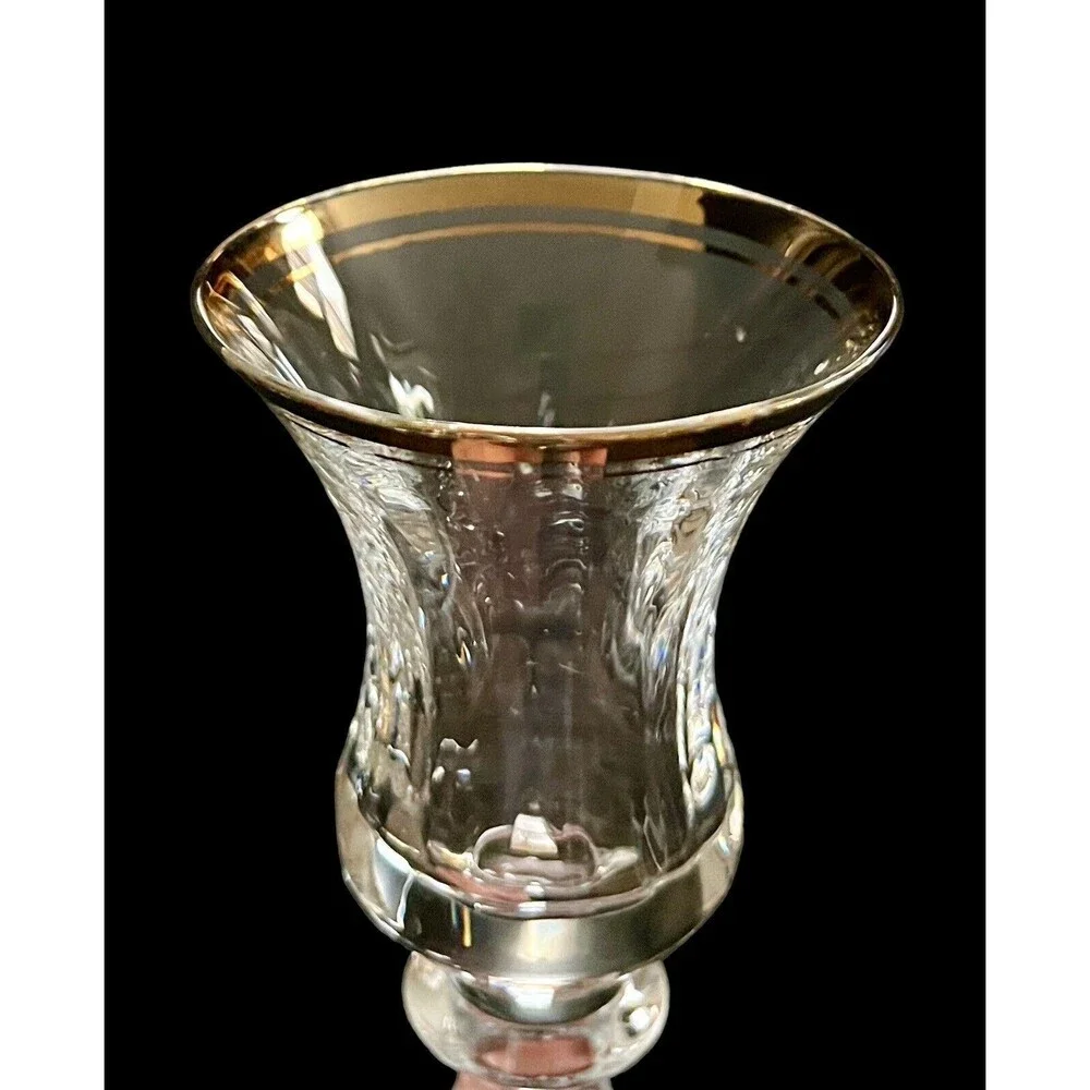 Vintage Mikasa Jamestown Clear Gold Trim‎ Crystal Single Candlestick Holder EUC